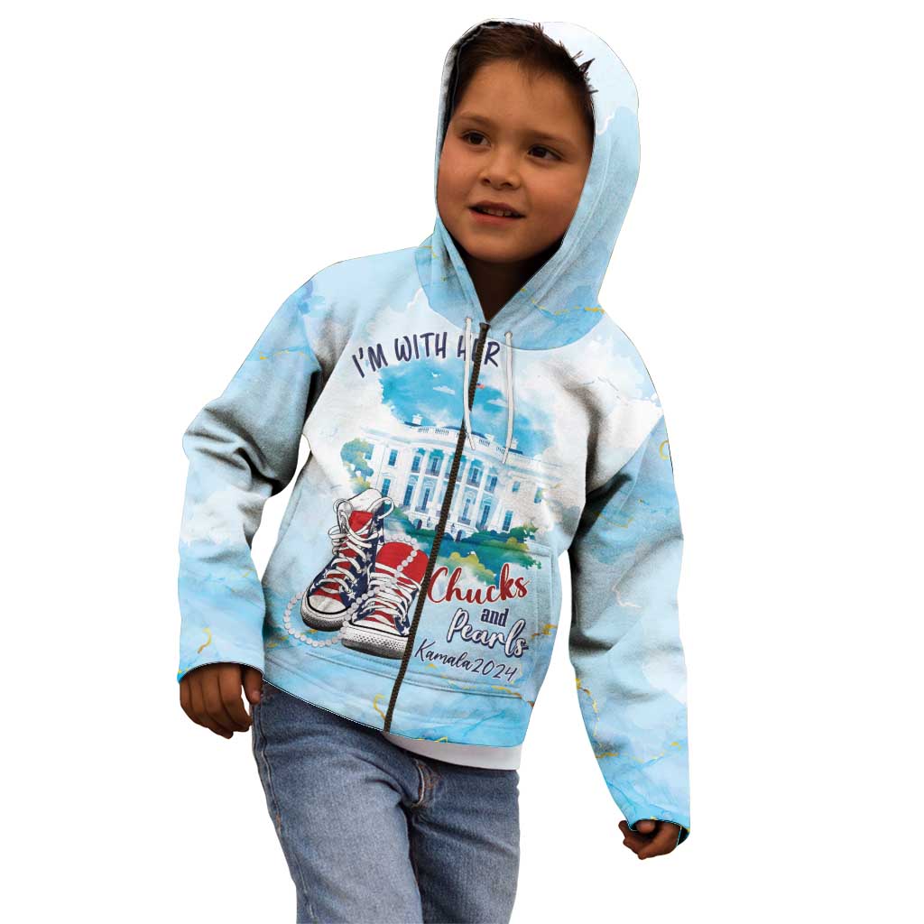 Chucks N Pearls 2024 Kid Hoodie I'm With Her - Wonder Print Shop