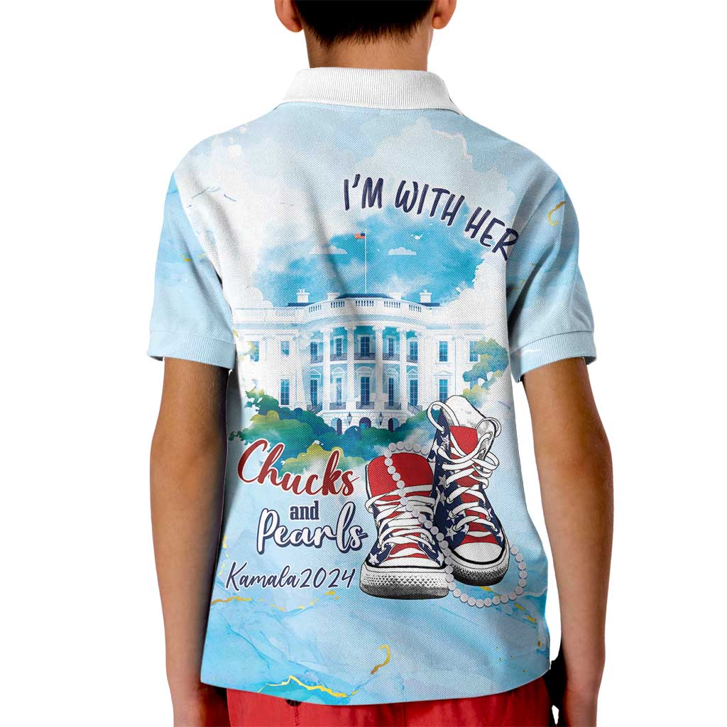 Chucks N Pearls 2024 Kid Polo Shirt I'm With Her - Wonder Print Shop