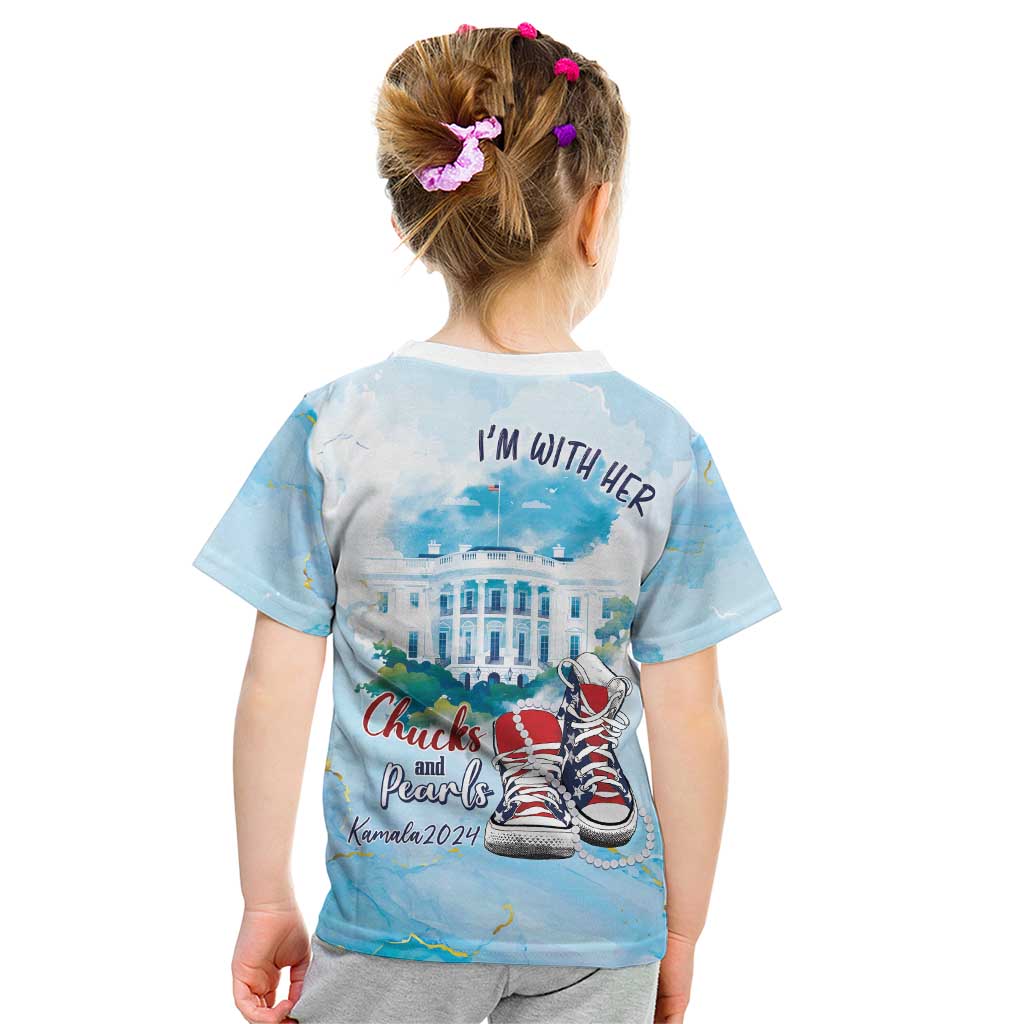 Chucks N Pearls 2024 Kid T Shirt I'm With Her - Wonder Print Shop