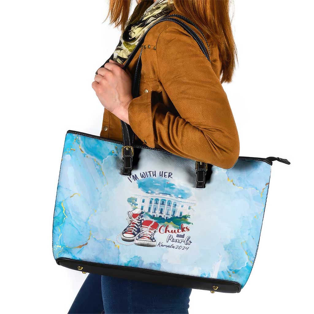 Chucks N Pearls 2024 Leather Tote Bag I'm With Her - Wonder Print Shop