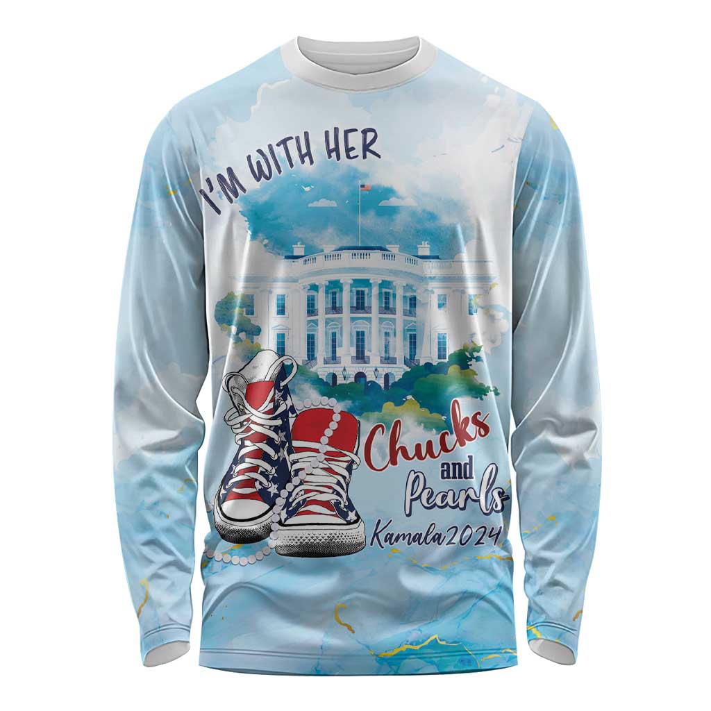 Chucks N Pearls 2024 Long Sleeve Shirt I'm With Her - Wonder Print Shop