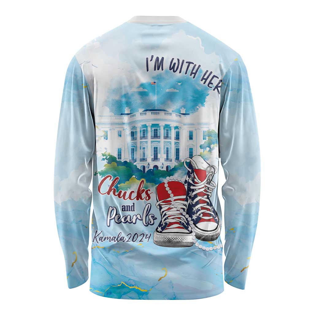 Chucks N Pearls 2024 Long Sleeve Shirt I'm With Her - Wonder Print Shop