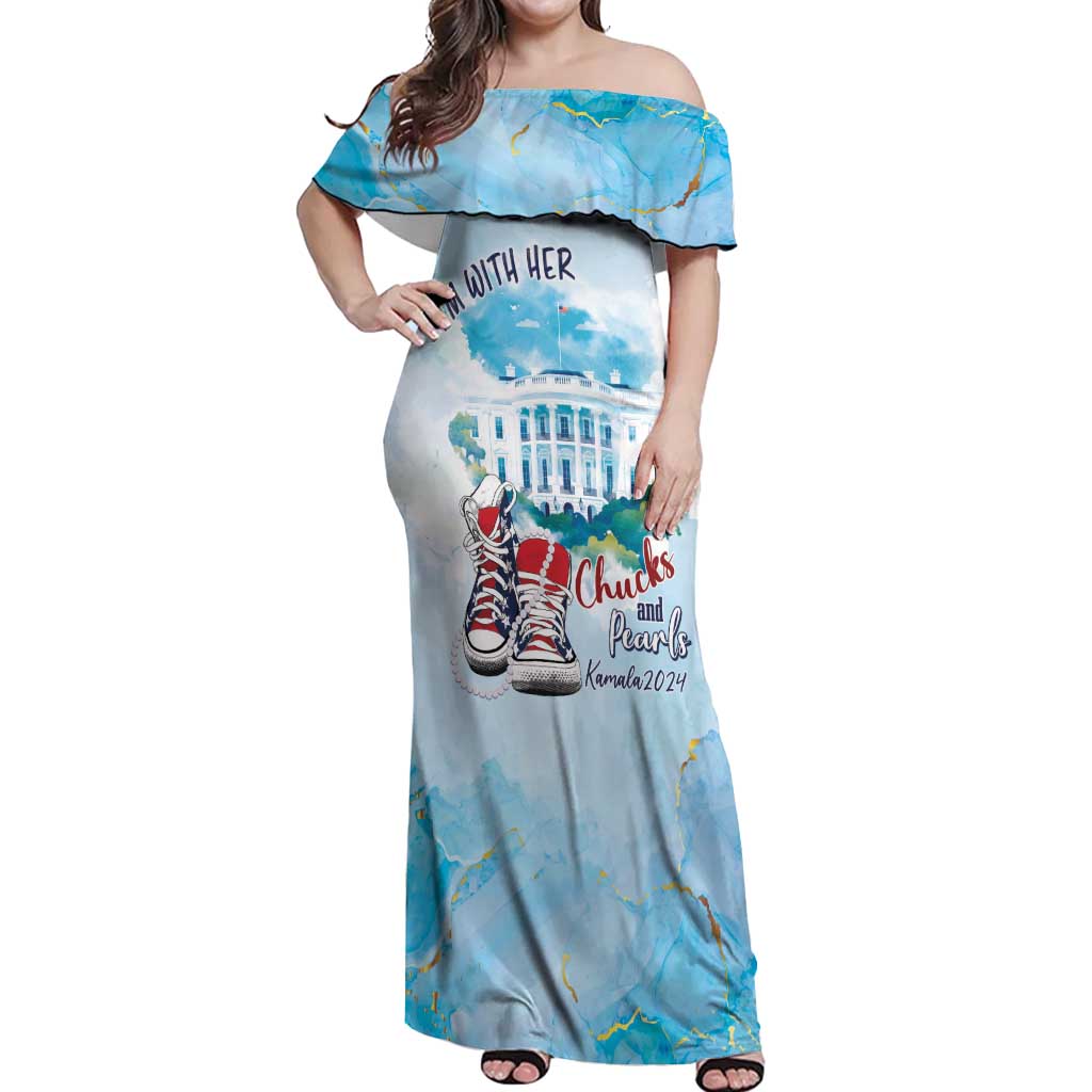 Chucks N Pearls 2024 Off Shoulder Maxi Dress I'm With Her - Wonder Print Shop