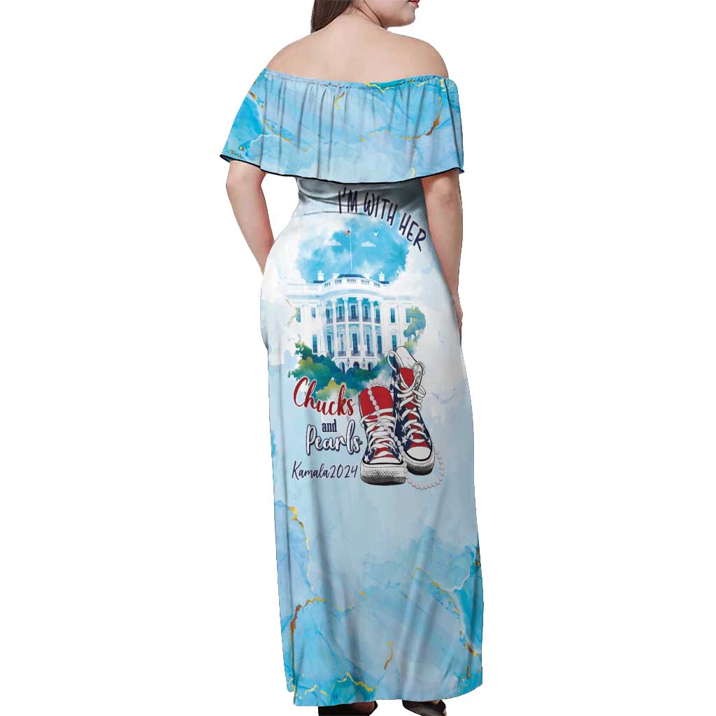 Chucks N Pearls 2024 Off Shoulder Maxi Dress I'm With Her - Wonder Print Shop