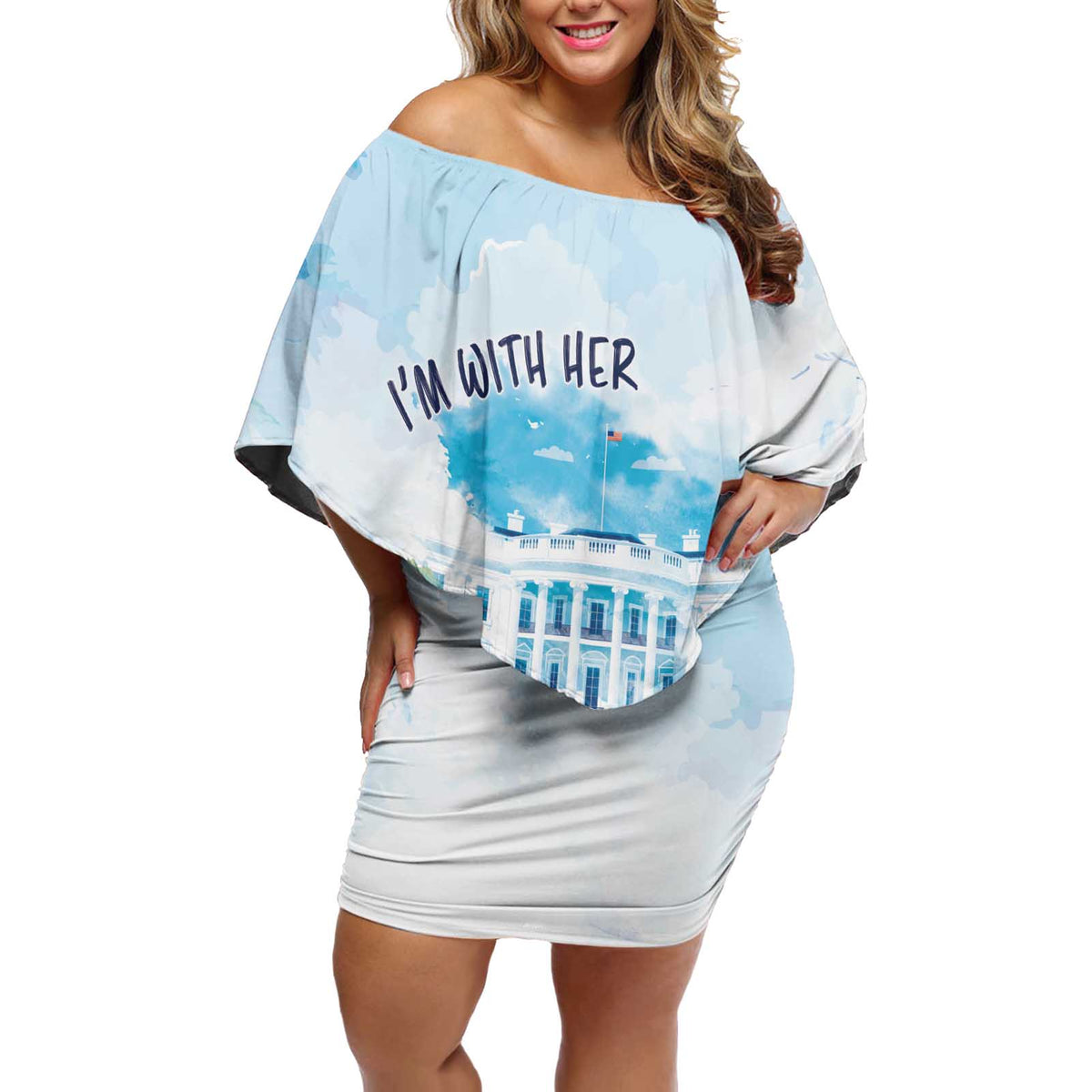 Chucks N Pearls 2024 Off Shoulder Short Dress I'm With Her - Wonder Print Shop