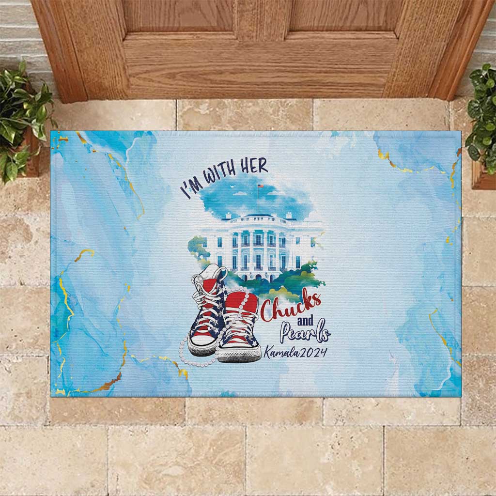 Chucks N Pearls 2024 Rubber Doormat I'm With Her - Wonder Print Shop