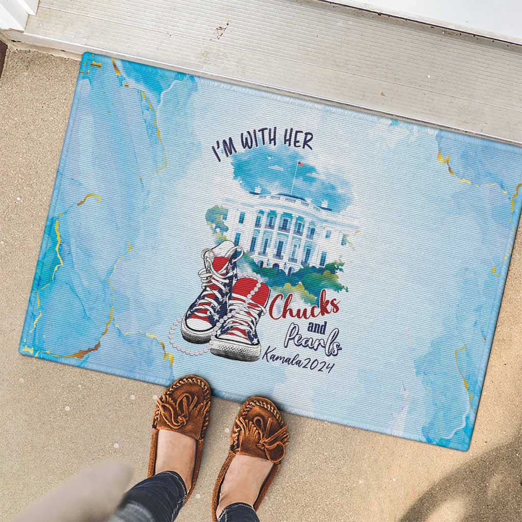 Chucks N Pearls 2024 Rubber Doormat I'm With Her - Wonder Print Shop