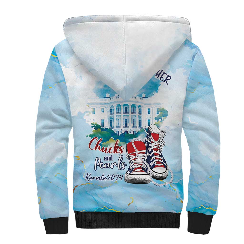 Chucks N Pearls 2024 Sherpa Hoodie I'm With Her - Wonder Print Shop