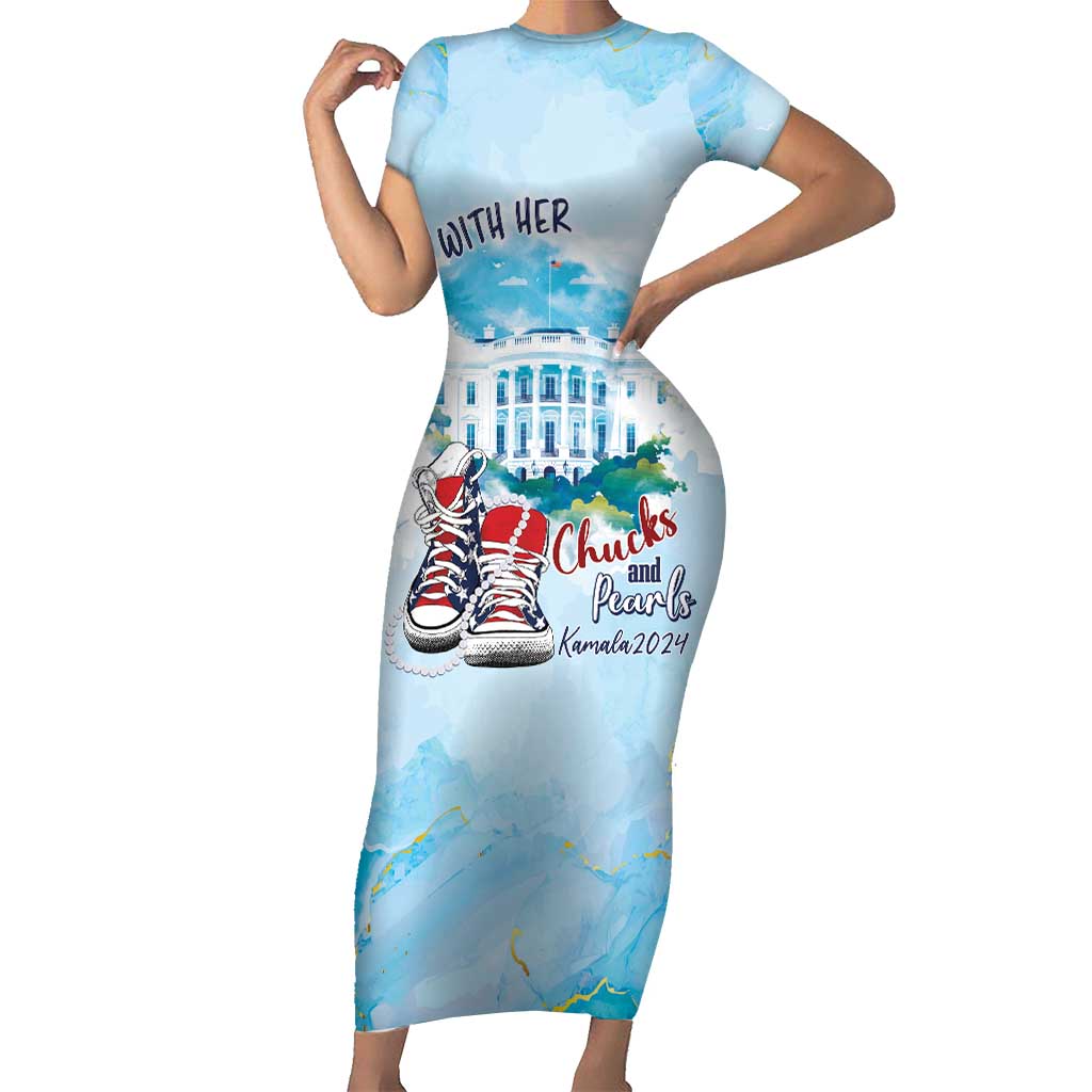 Chucks N Pearls 2024 Short Sleeve Bodycon Dress I'm With Her - Wonder Print Shop