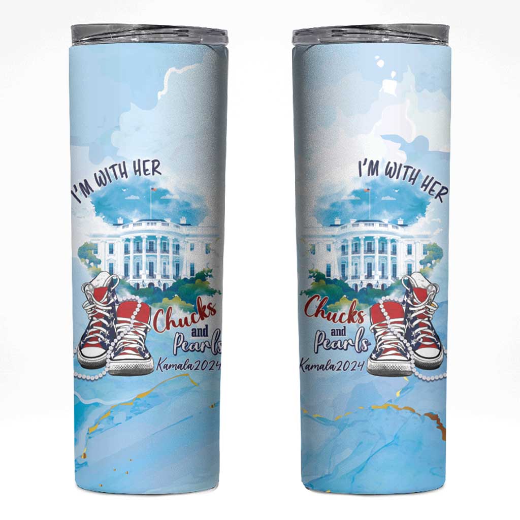 Chucks N Pearls 2024 Skinny Tumbler I'm With Her - Wonder Print Shop