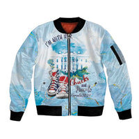Chucks N Pearls 2024 Sleeve Zip Bomber Jacket I'm With Her - Wonder Print Shop