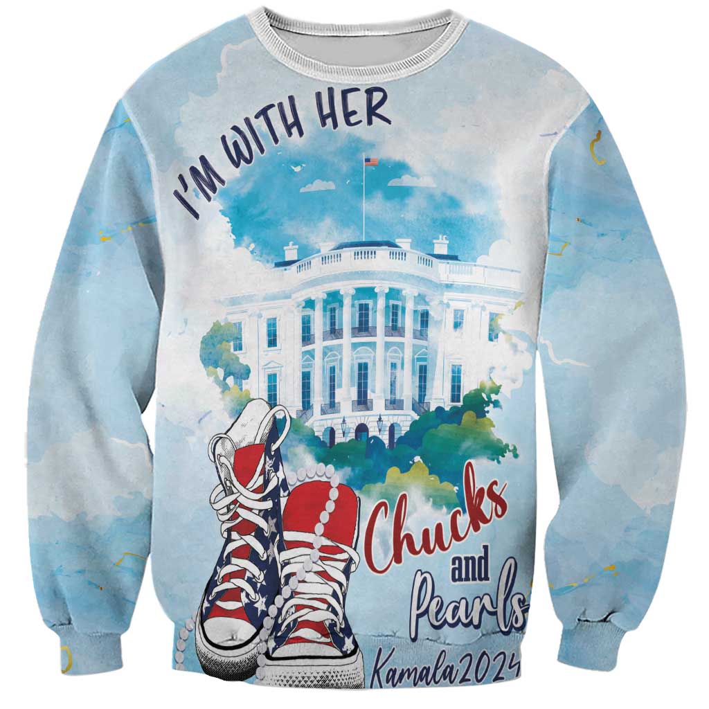 Chucks N Pearls 2024 Sweatshirt I'm With Her - Wonder Print Shop