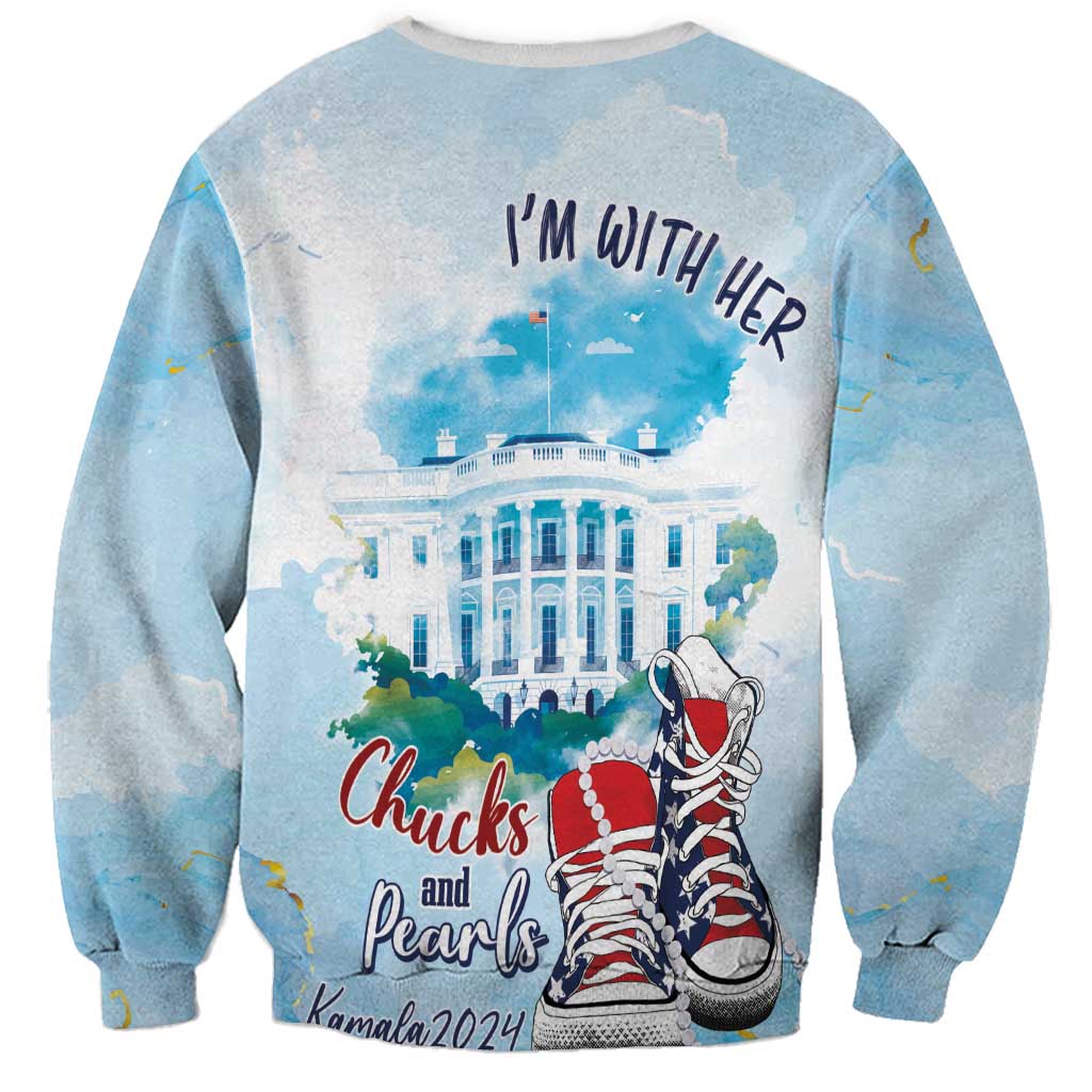 Chucks N Pearls 2024 Sweatshirt I'm With Her - Wonder Print Shop