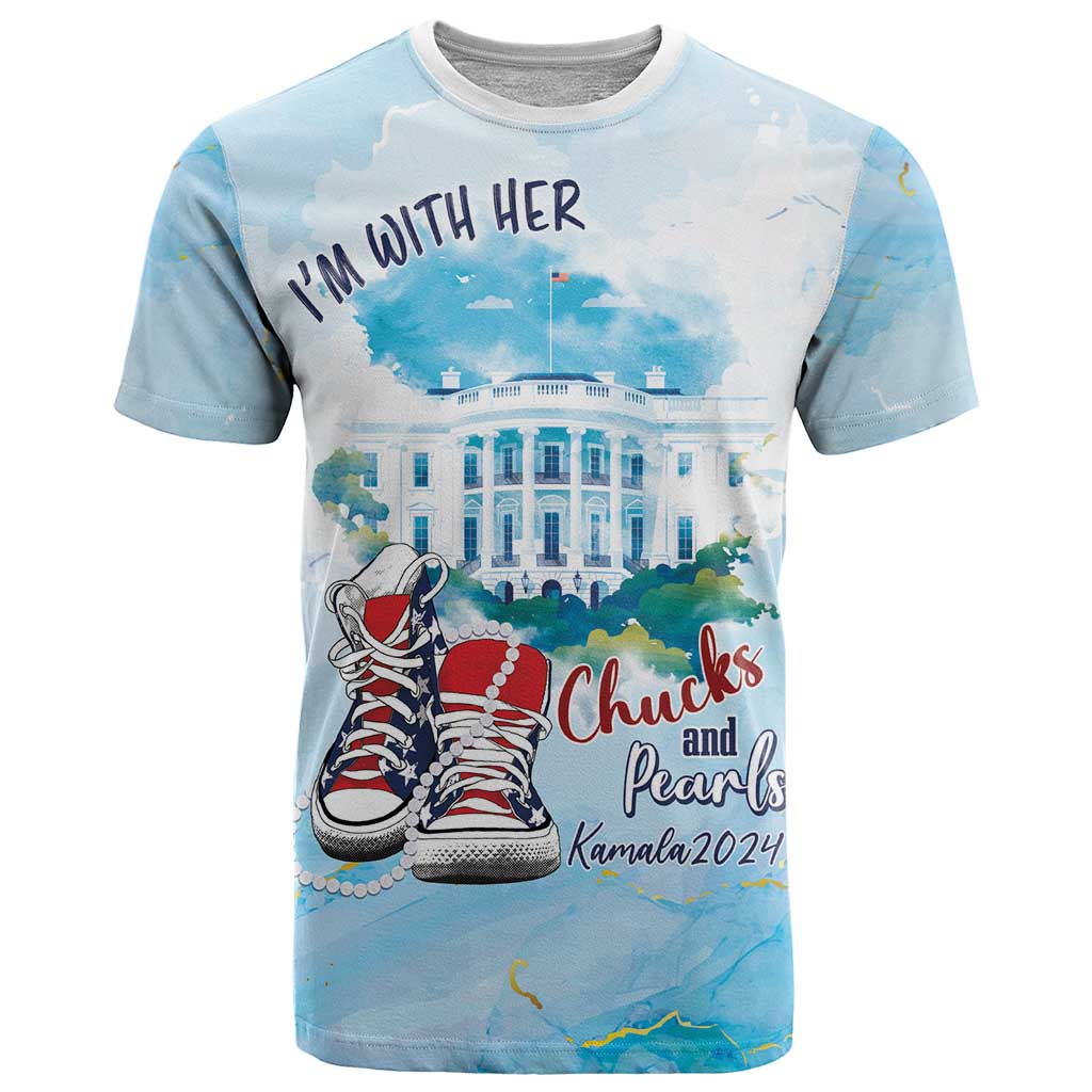 Chucks N Pearls 2024 T Shirt I'm With Her - Wonder Print Shop
