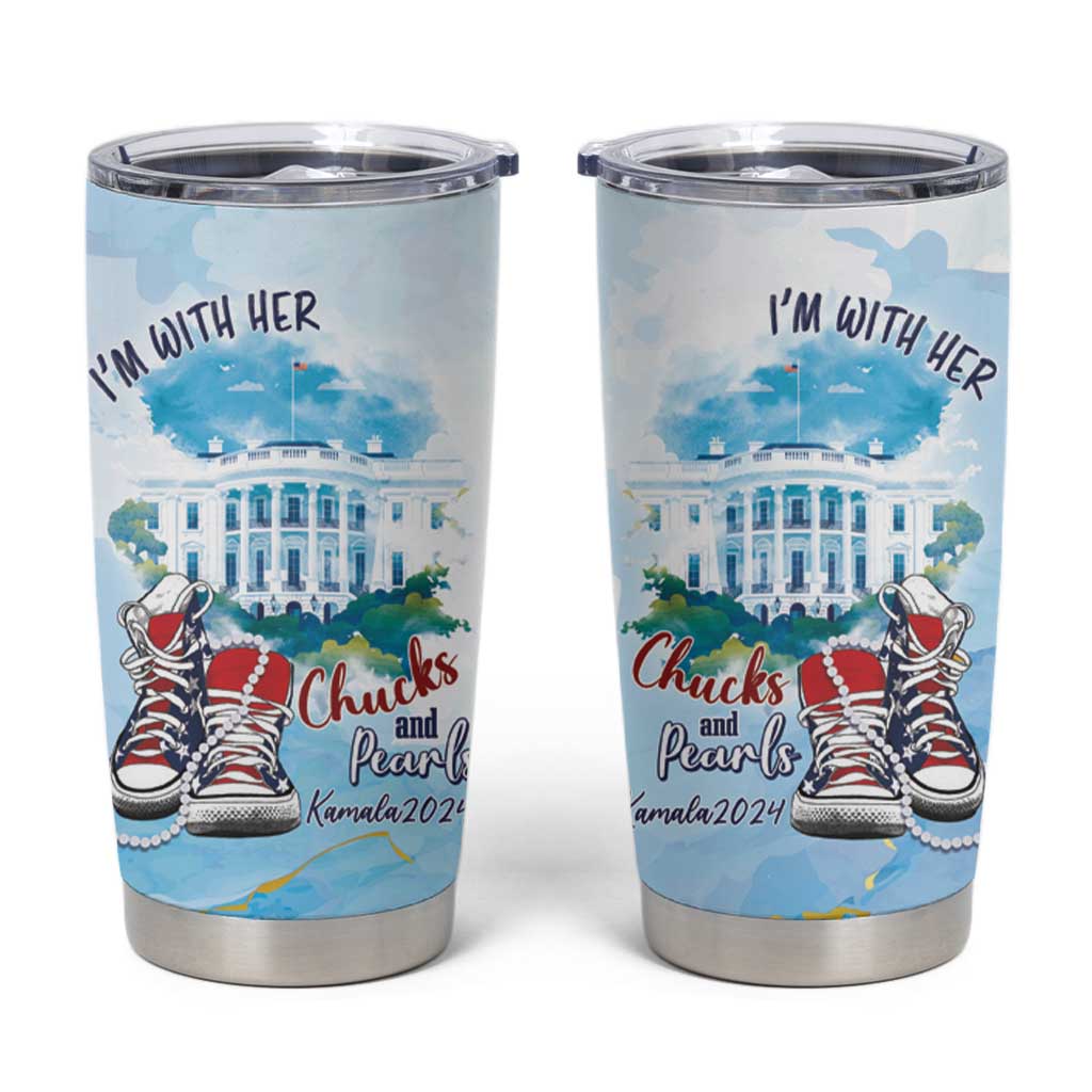Chucks N Pearls 2024 Tumbler Cup I'm With Her - Wonder Print Shop