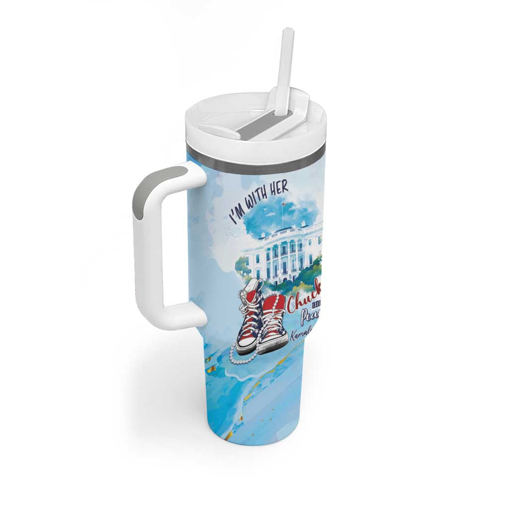 Chucks N Pearls 2024 Tumbler With Handle I'm With Her - Wonder Print Shop
