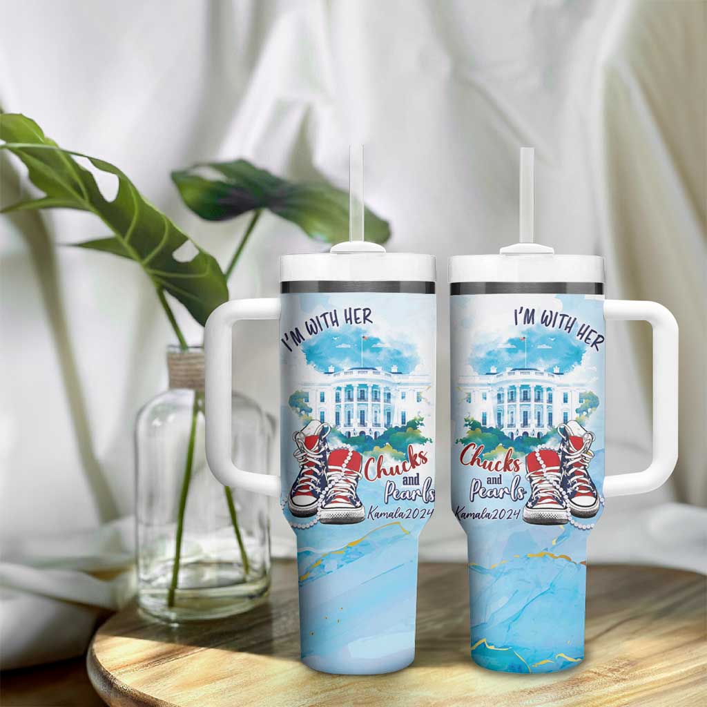 Chucks N Pearls 2024 Tumbler With Handle I'm With Her - Wonder Print Shop