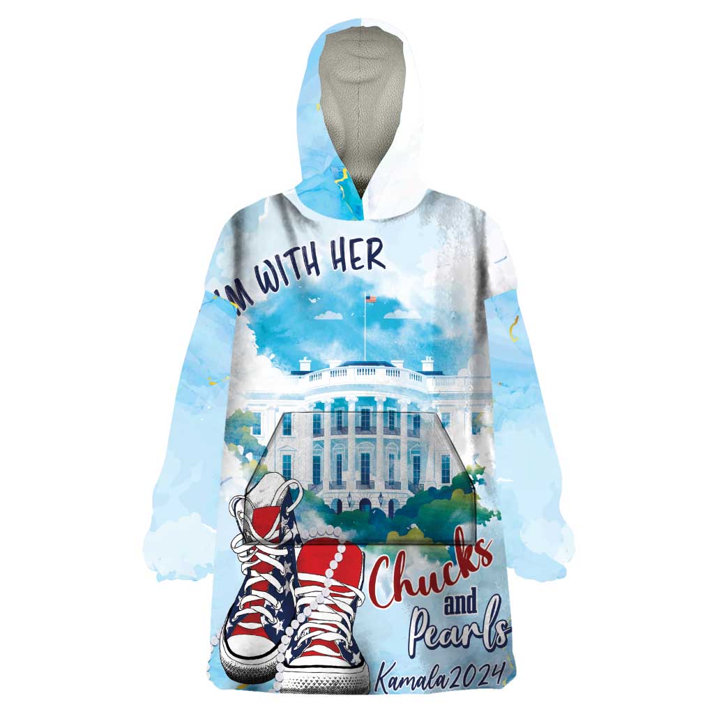 Chucks N Pearls 2024 Wearable Blanket Hoodie I'm With Her - Wonder Print Shop