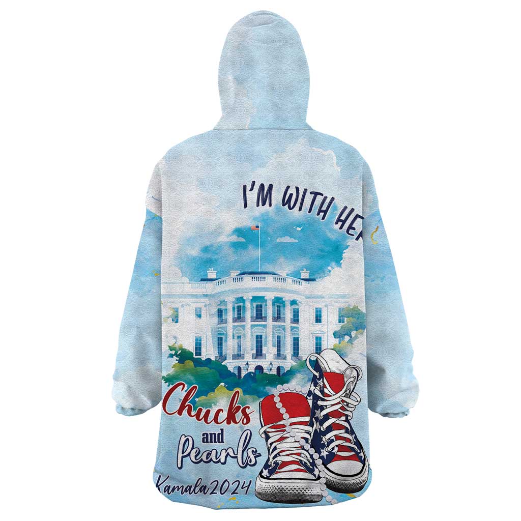 Chucks N Pearls 2024 Wearable Blanket Hoodie I'm With Her - Wonder Print Shop