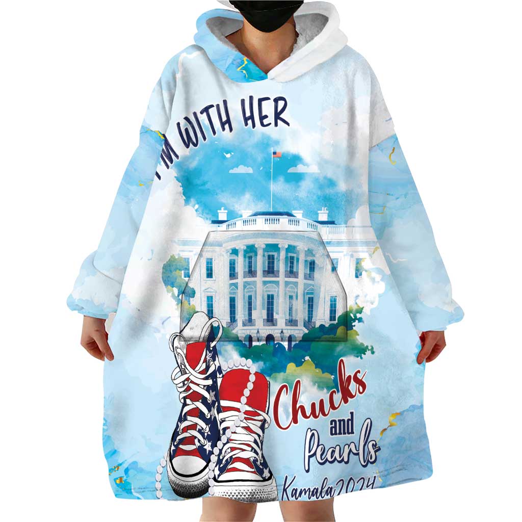 Chucks N Pearls 2024 Wearable Blanket Hoodie I'm With Her - Wonder Print Shop