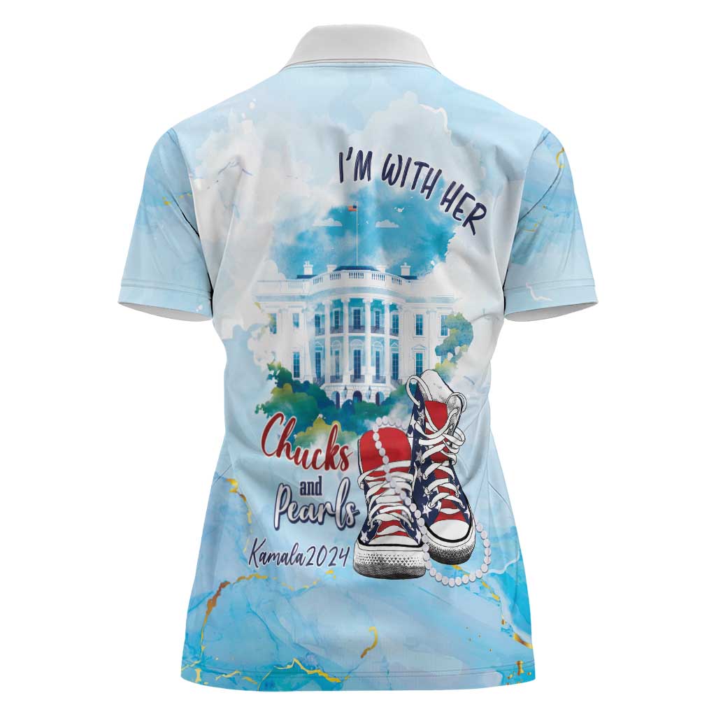 Chucks N Pearls 2024 Women Polo Shirt I'm With Her - Wonder Print Shop