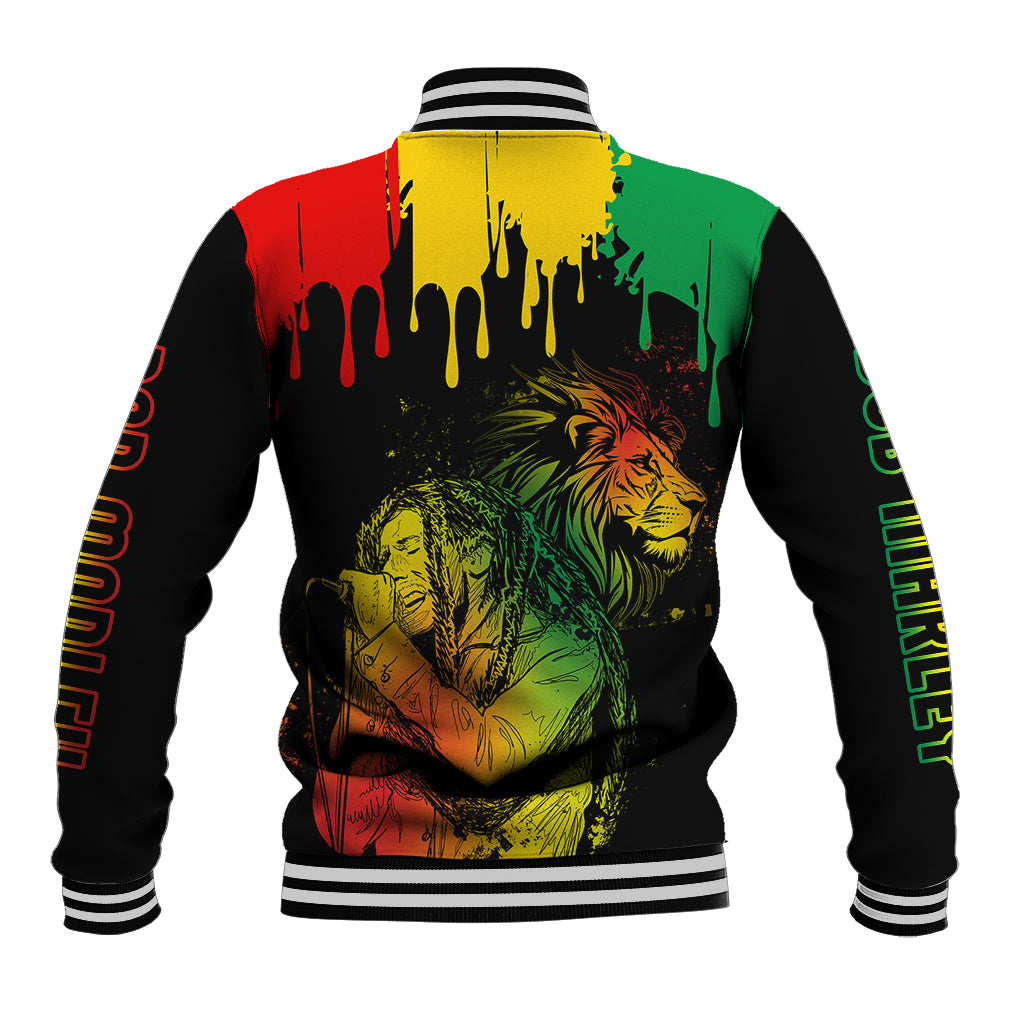 Jamaica Reggae Baseball Jacket Legend Bob Sketch Style One Love LT7 - Wonder Print Shop