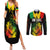Jamaica Reggae Couples Matching Summer Maxi Dress and Long Sleeve Button Shirts Legend Bob Sketch Style One Love LT7 - Wonder Print Shop