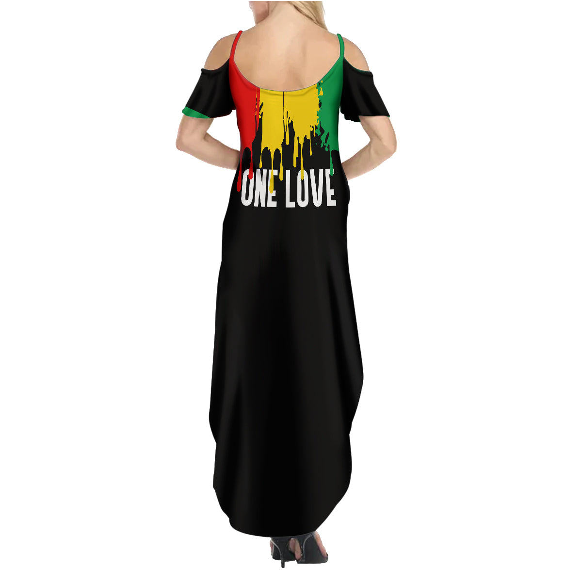 Jamaica Reggae Family Matching Summer Maxi Dress and Hawaiian Shirt Legend Bob Sketch Style One Love - Wonder Print Shop