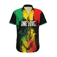 Jamaica Reggae Hawaiian Shirt Legend Bob Sketch Style One Love - Wonder Print Shop