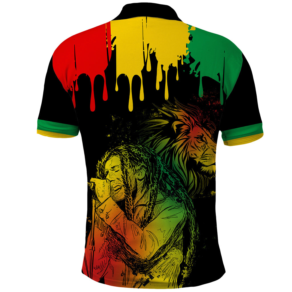 Jamaica Reggae Polo Shirt Legend Bob Sketch Style One Love - Wonder Print Shop