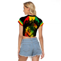 Jamaica Reggae Raglan Cropped T Shirt Legend Bob Sketch Style One Love - Wonder Print Shop