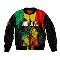 Jamaica Reggae Sleeve Zip Bomber Jacket Legend Bob Sketch Style One Love - Wonder Print Shop