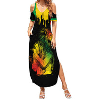 Jamaica Reggae Summer Maxi Dress Legend Bob Sketch Style One Love - Wonder Print Shop