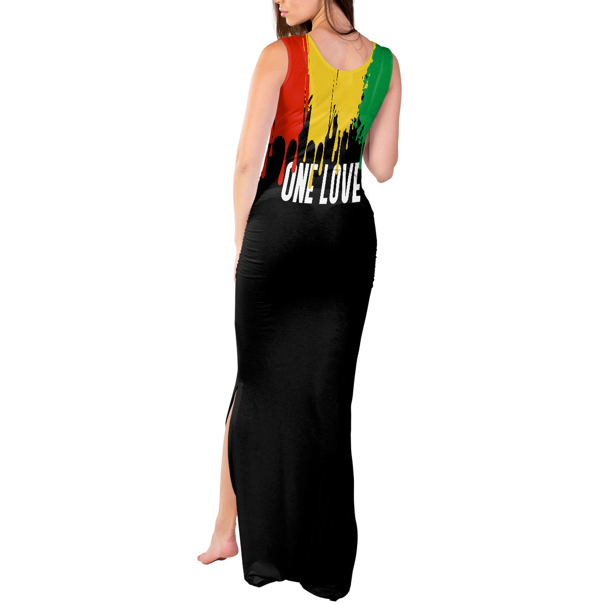 Jamaica Reggae Tank Maxi Dress Legend Bob Sketch Style One Love - Wonder Print Shop