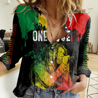 Jamaica Reggae Women Casual Shirt Legend Bob Sketch Style One Love - Wonder Print Shop