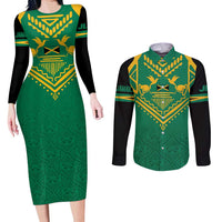 JLP Choose Jamaica Couples Matching Long Sleeve Bodycon Dress and Long Sleeve Button Shirt - Wonder Print Shop