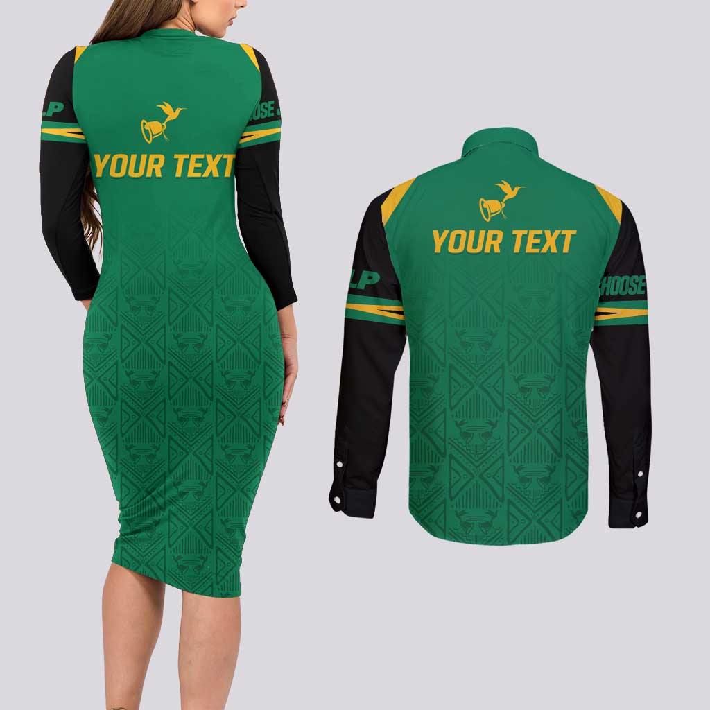 JLP Choose Jamaica Couples Matching Long Sleeve Bodycon Dress and Long Sleeve Button Shirt - Wonder Print Shop