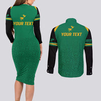 JLP Choose Jamaica Couples Matching Long Sleeve Bodycon Dress and Long Sleeve Button Shirt - Wonder Print Shop