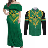 JLP Choose Jamaica Couples Matching Off Shoulder Maxi Dress and Long Sleeve Button Shirt - Wonder Print Shop