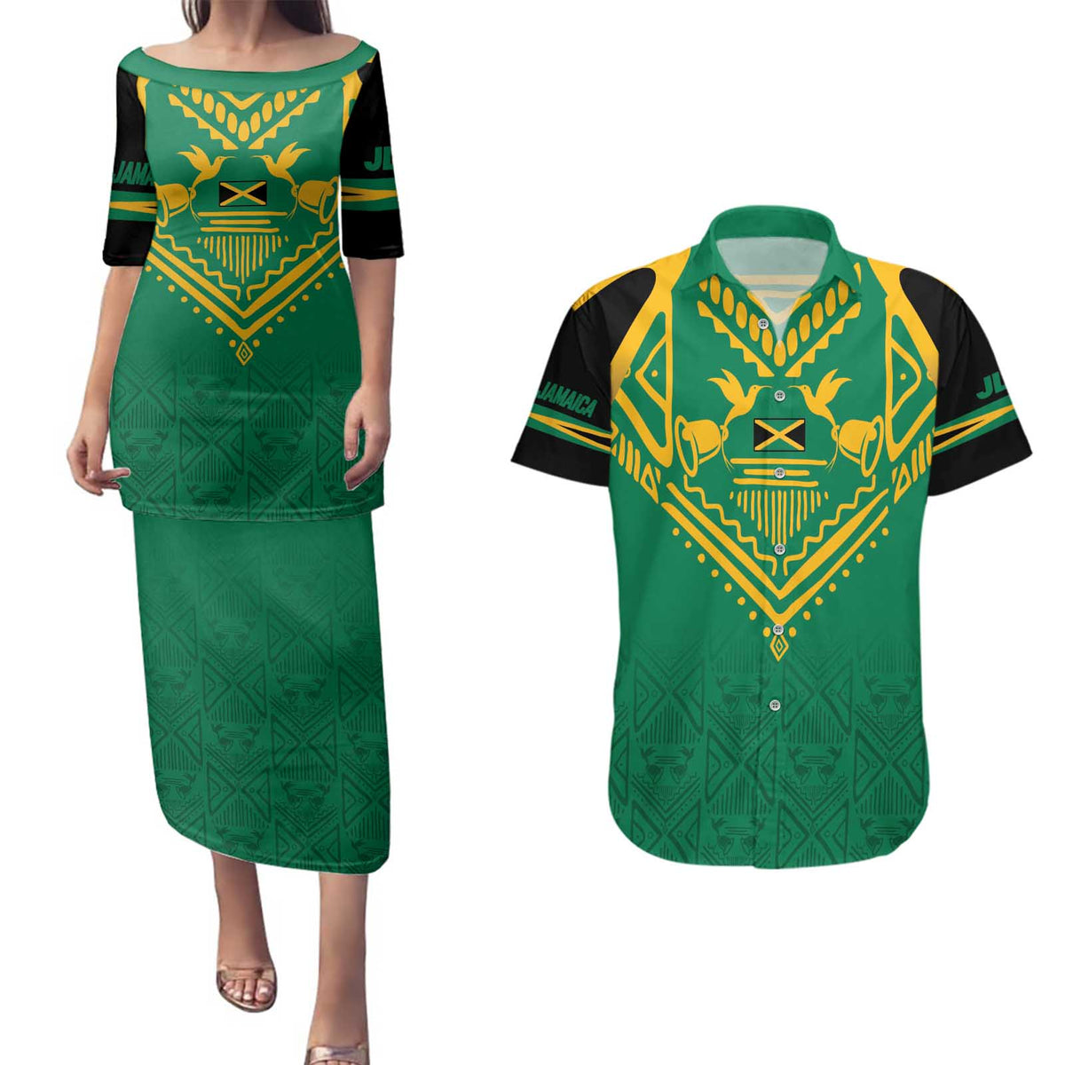 JLP Choose Jamaica Couples Matching Puletasi and Hawaiian Shirt - Wonder Print Shop