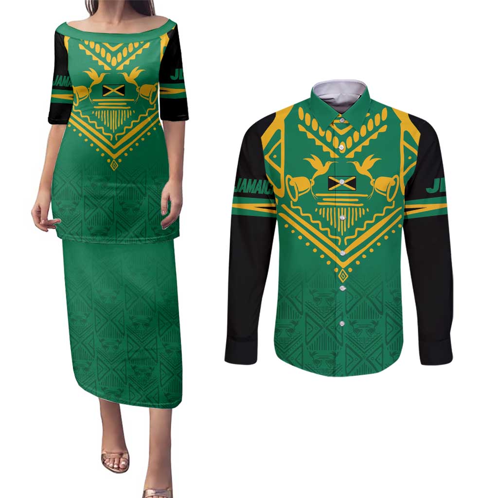 JLP Choose Jamaica Couples Matching Puletasi and Long Sleeve Button Shirt - Wonder Print Shop