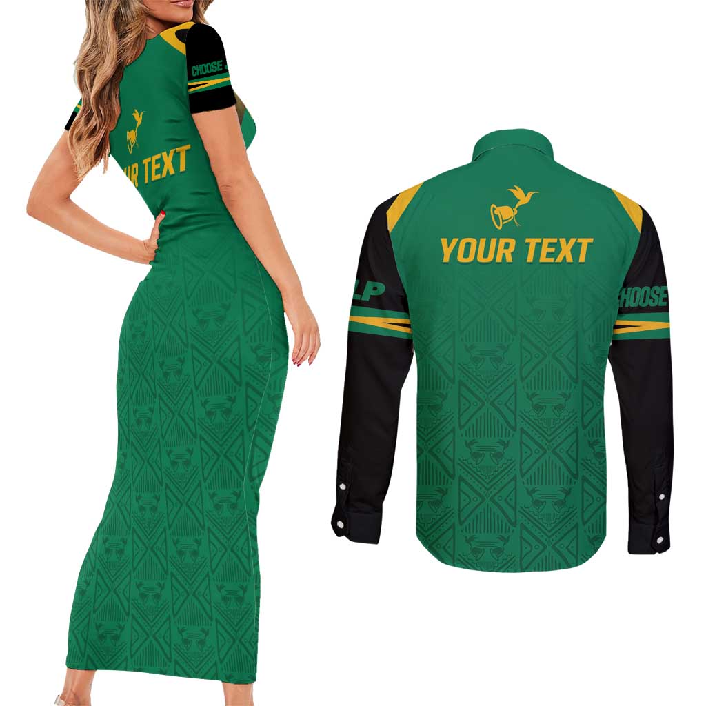 JLP Choose Jamaica Couples Matching Short Sleeve Bodycon Dress and Long Sleeve Button Shirt - Wonder Print Shop