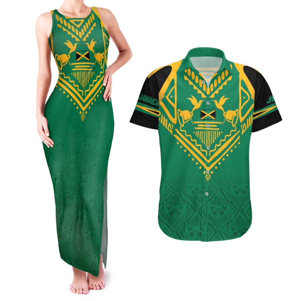 JLP Choose Jamaica Couples Matching Tank Maxi Dress and Hawaiian Shirt - Wonder Print Shop