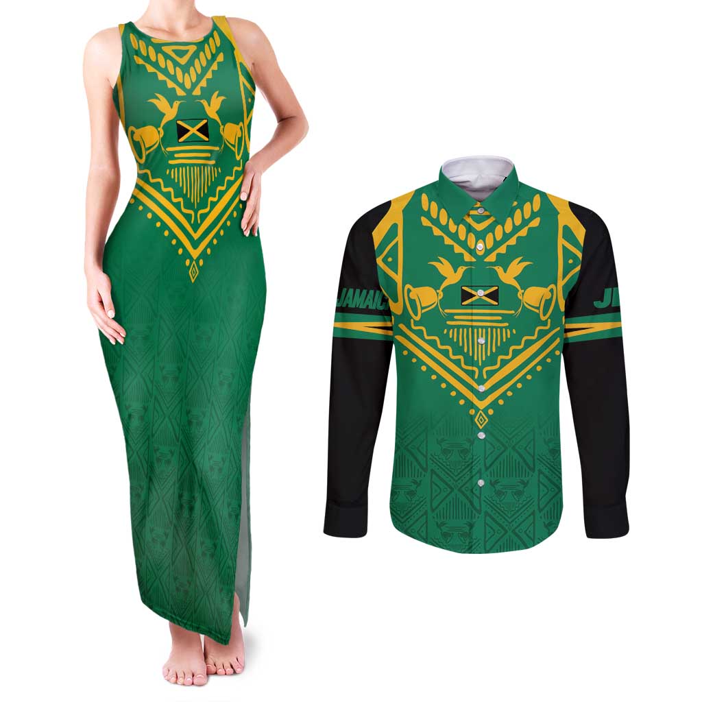 JLP Choose Jamaica Couples Matching Tank Maxi Dress and Long Sleeve Button Shirt - Wonder Print Shop