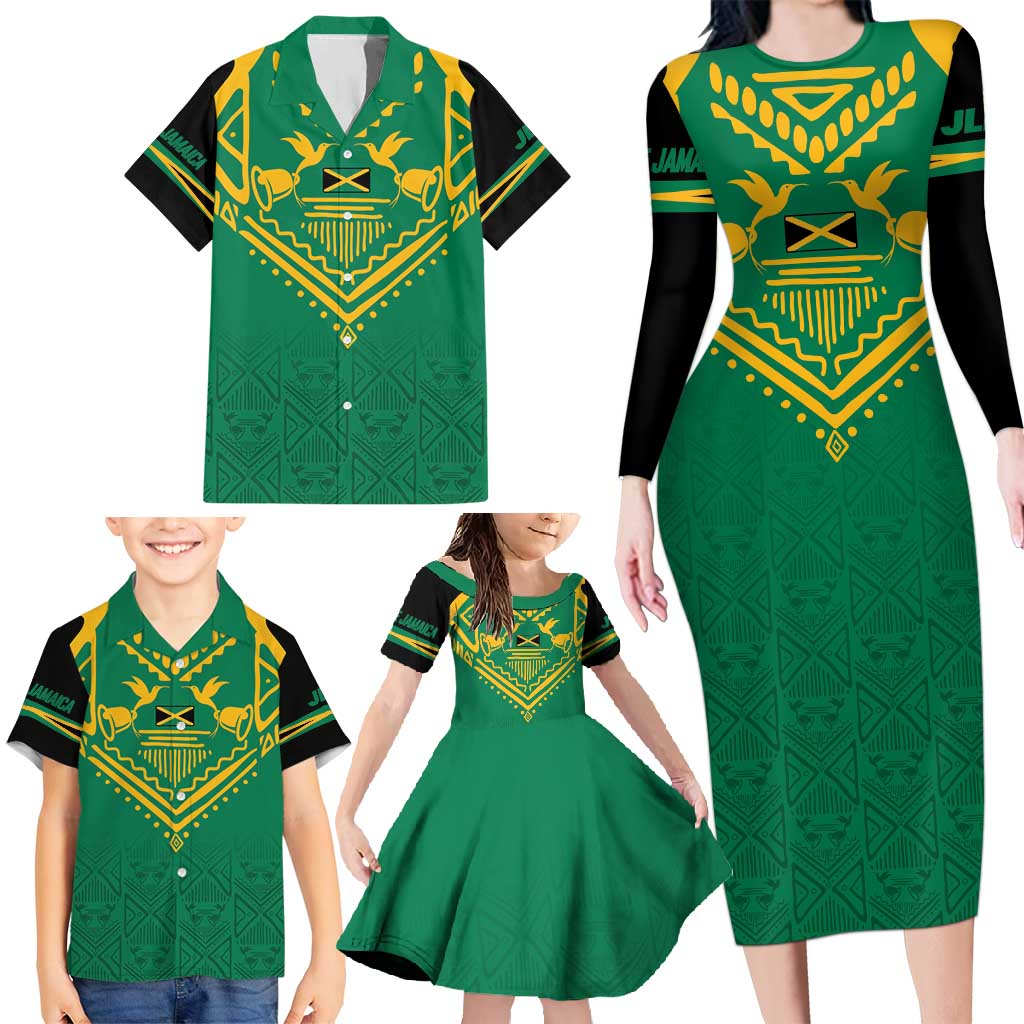 JLP Choose Jamaica Family Matching Long Sleeve Bodycon Dress and Hawaiian Shirt - Wonder Print Shop