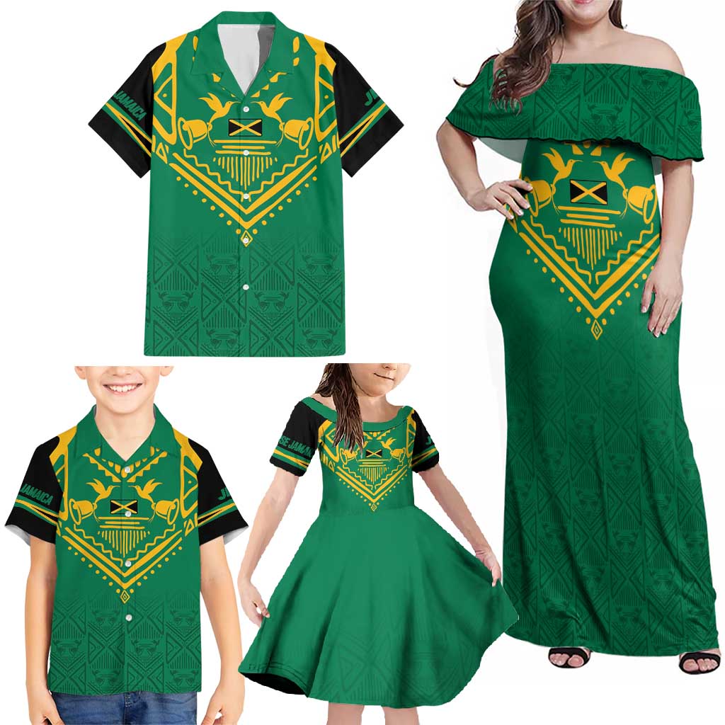 JLP Choose Jamaica Family Matching Off Shoulder Maxi Dress and Hawaiian Shirt - Wonder Print Shop