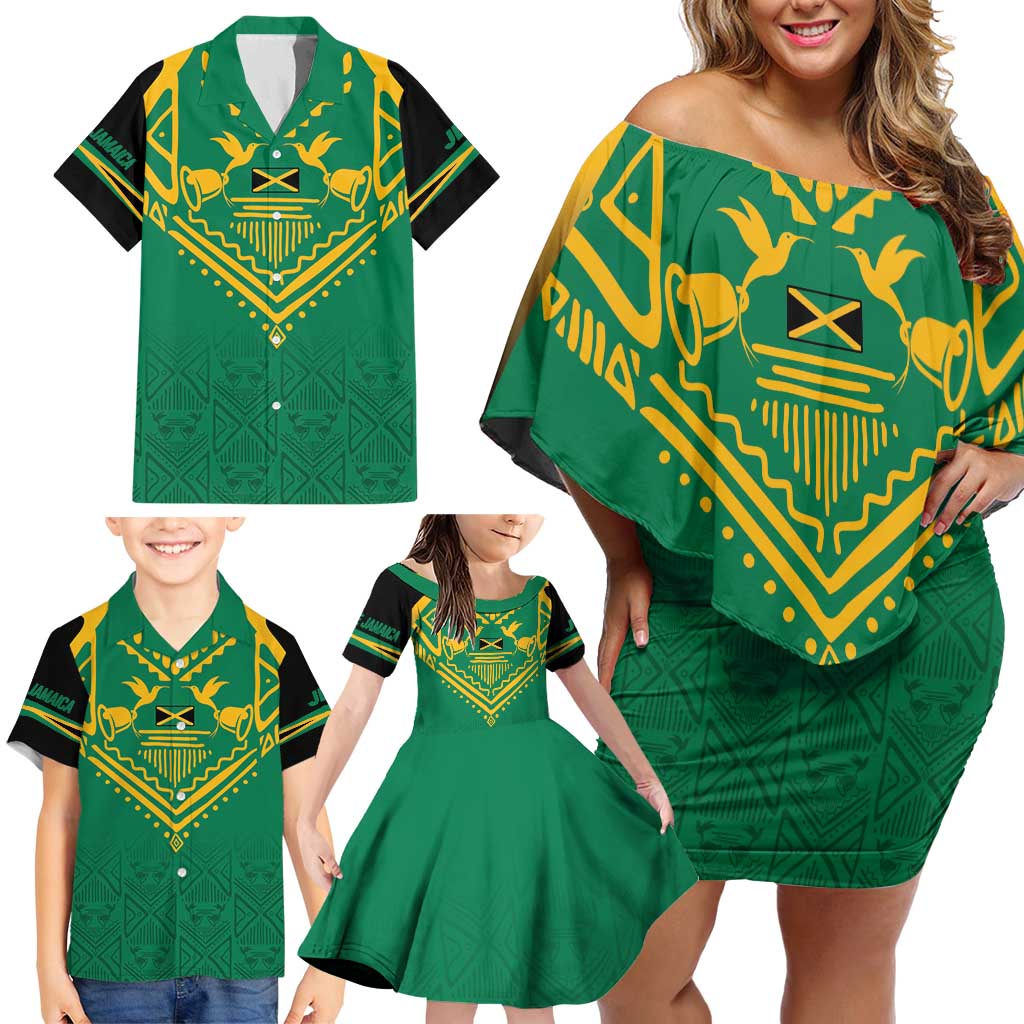 JLP Choose Jamaica Family Matching Off Shoulder Short Dress and Hawaiian Shirt - Wonder Print Shop