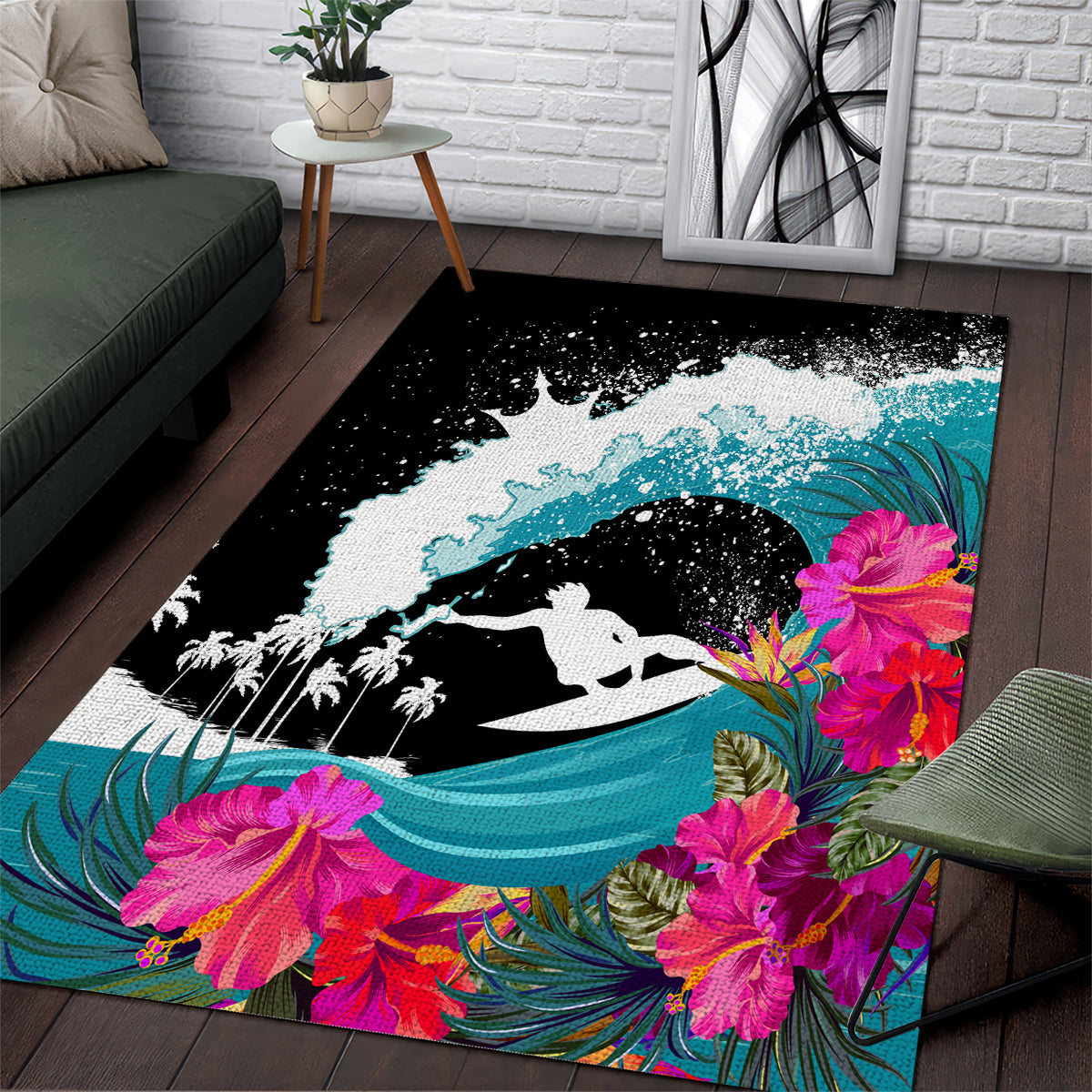 Hawaii Surfing Area Rug Triple Crown Rides The Waves LT7 - Wonder Print Shop