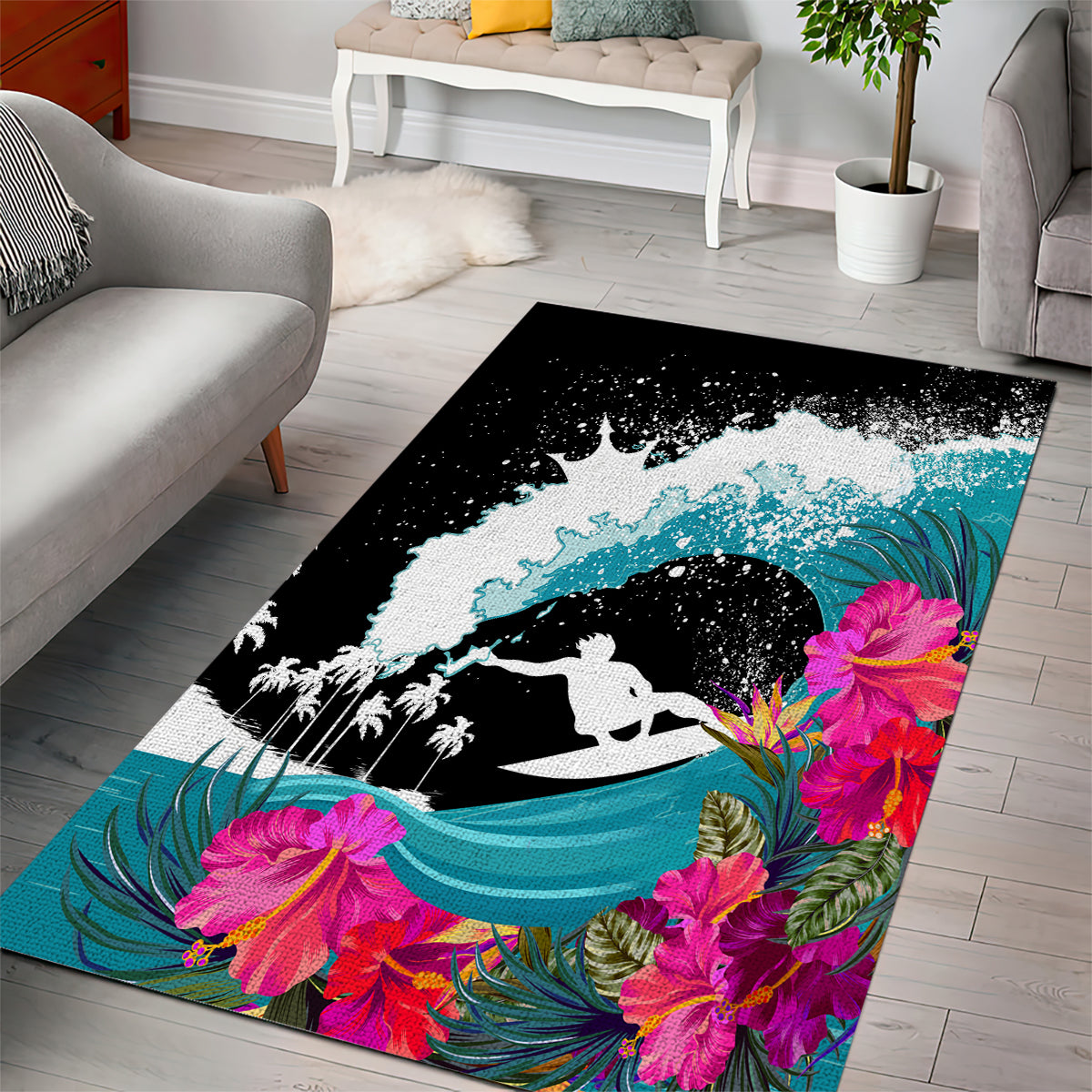 Hawaii Surfing Area Rug Triple Crown Rides The Waves LT7 - Wonder Print Shop
