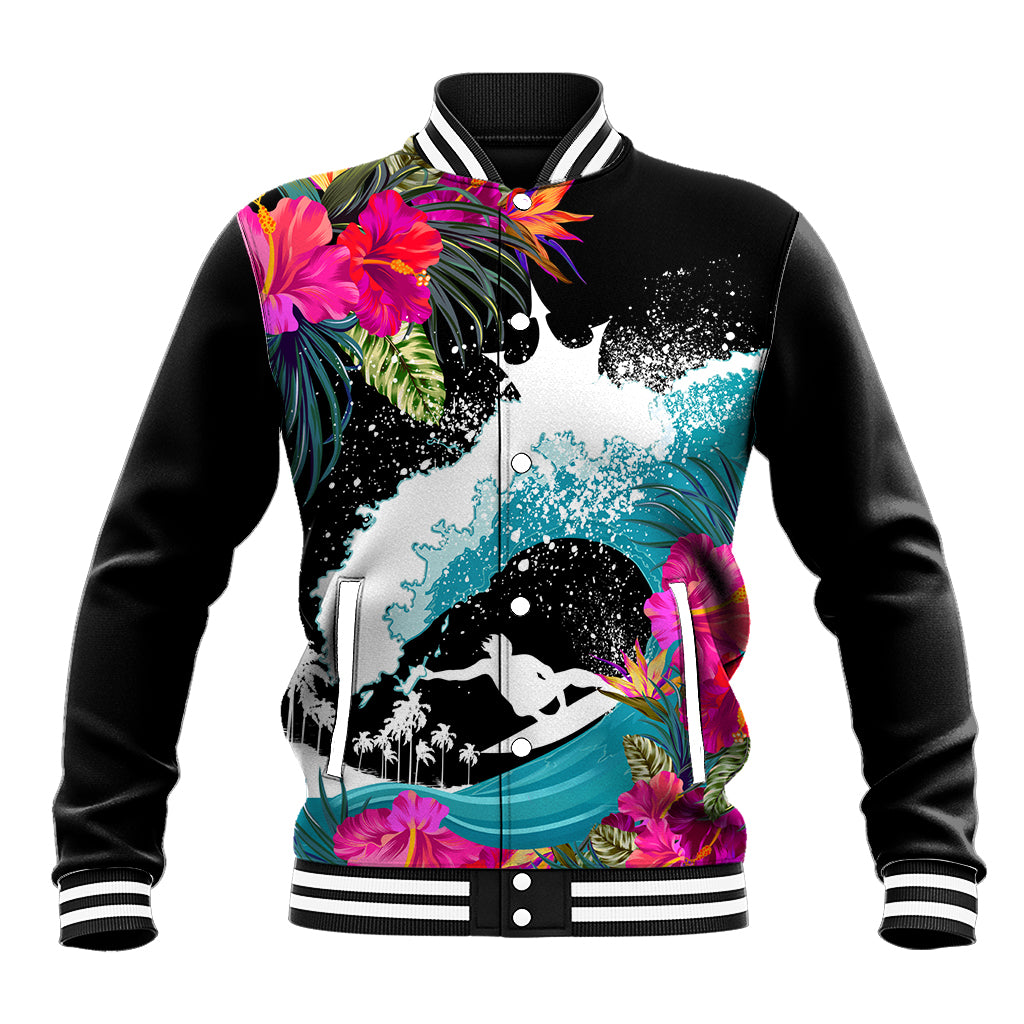 Hawaii Surfing Baseball Jacket Triple Crown Rides The Waves LT7 - Wonder Print Shop